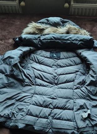 Zara стьобане пальто з натуральним пухом, поясом та капюшоном зі штучного хутра7 фото