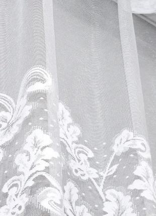 Тюль жакард 2,7 м, колекція "преміум". колір білий4 фото