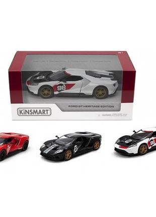 Машинка металл kinsmart kt5448w легковая ford gt (heritage edition) 5'' инерц.откр.дв.3цв.кор.