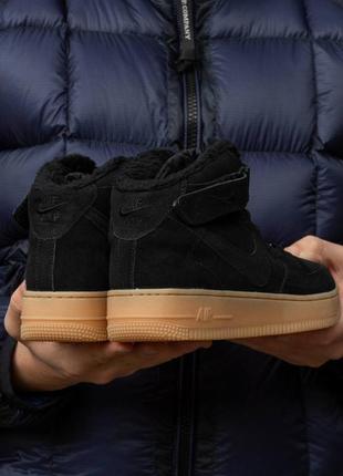 Зимние мужские кроссовки nike air force 1 winter black brown (мех) 41-42-43-44-455 фото