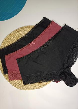 Коттоновые трусики с кружевом, р.xl