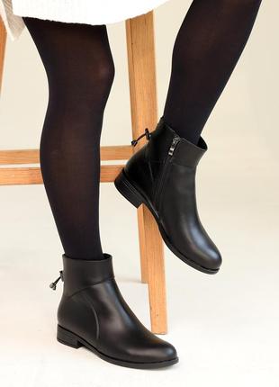 Ботинки кожаные мех черные5 фото
