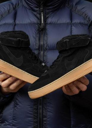 Зимние женские кроссовки nike air force 1 winter black brown (мех) 37-38-39-417 фото