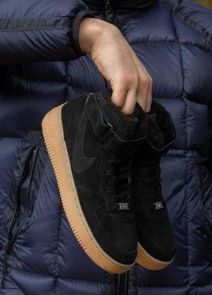 Зимние женские кроссовки nike air force 1 winter black brown (мех) 37-38-39-414 фото