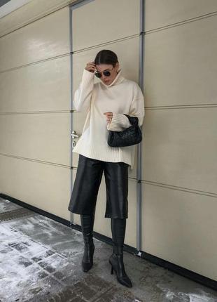 Подовжені шорти зі штучної шкіри, кюлоти zara