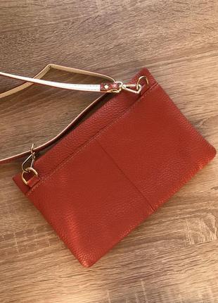 Кожаная сумочка кросс-боди оранжевая vitto rossi5 фото