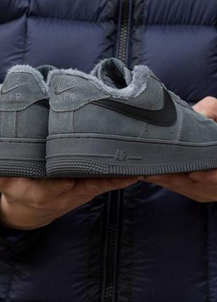 Зимние мужские кроссовки nike air force 1 winter grey black (мех) 41-42-43-44-454 фото