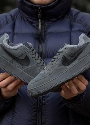 Зимние мужские кроссовки nike air force 1 winter grey black (мех) 41-42-43-44-453 фото