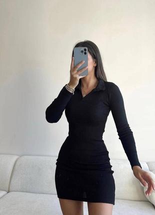 Платье миди из ангоры в рубчик по фигуре теплая платье черная серая короткая базовая стильная трендовая