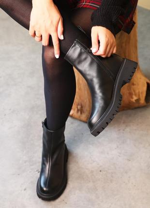 Ботинки женские байка черные4 фото