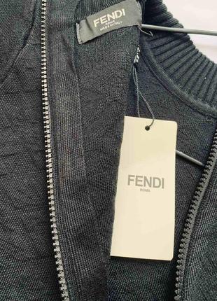 Черное вязаное платье fendi с вышитым логотипом, доступное в наличии.5 фото