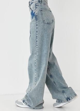 Жіночі джинси-варьонки wide leg з защипами артикул: 29901 фото