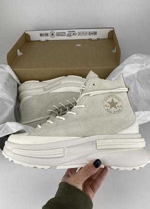 Високі кеди converse run star legacy ex mono suede a04695c бежеві