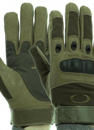 Тактические перчатки закрытые полнопалые oakley xl олива + подарок тактический нож с ammunation