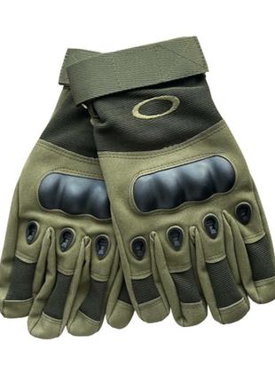 Тактические перчатки закрытые полнопалые oakley xl олива + подарок тактический нож с ammunation