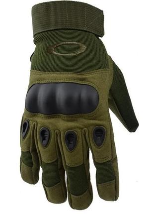 Тактические перчатки закрытые полнопалые oakley xl олива + подарок тактический нож с ammunation