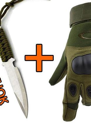 Тактические перчатки закрытые полнопалые oakley xl олива + подарок тактический нож с ammunation