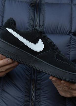 Зимние мужские кроссовки nike air force 1 winter black (мех) 42-43-44-454 фото