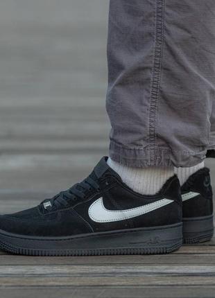 Зимние мужские кроссовки nike air force 1 winter black (мех) 42-43-44-456 фото