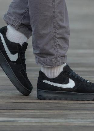 Зимние мужские кроссовки nike air force 1 winter black (мех) 42-43-44-458 фото