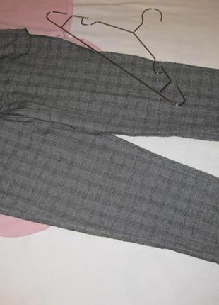 Класичні строгі офісні сірі в клітинку штани брюки км1849 маленький розмір висока посадка мом6 фото