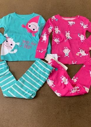 Бавовняна піжама для дівчинки з єтті від carters/2т, 3т, 4т, 5т комплект штани кофта4 фото
