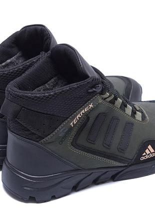 Мужские зимние кожаные ботинки adidas terrex green