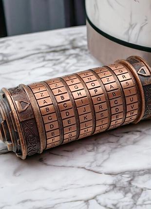 Оригинальный подарок на день рождения с секретом металлический "криптекс" мідний колір