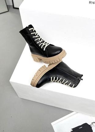 Кожаные женские демисезонные/зимние ботинки на байке/меху6 фото