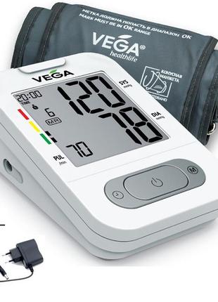 Тонометр vega va-350 с оригинальной манжетой 22-42см + адаптером гарантия 5 лет