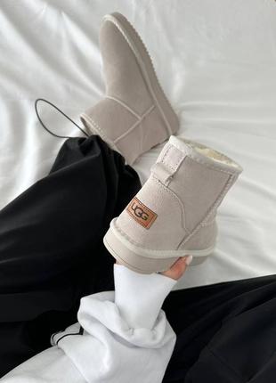 Замшеві жіночі уггі міні, ugg mini milk, екохутро