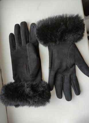 Перчатки с мехом, перчатки теплые флисовые1 фото