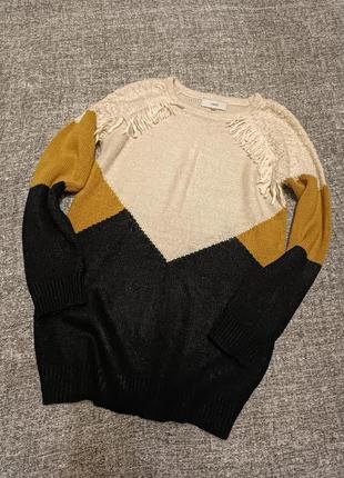 Шерстяной трехцветный свитер/джемпер размер 10-м1 фото