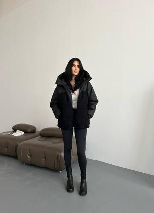 Зимняя куртка черная, молоко, графит3 фото