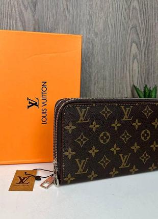 Женский кошелек большой коричневый стильный клатч портмоне для девушки2 фото