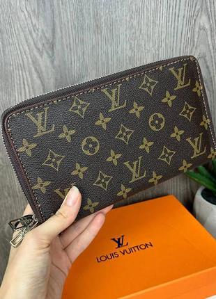 Женский кошелек большой коричневый стильный клатч портмоне для девушки3 фото