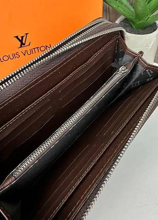Женский кошелек большой коричневый стильный клатч портмоне для девушки8 фото