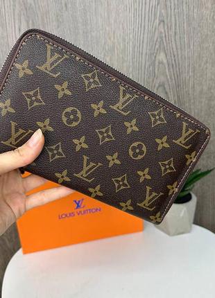 Женский кошелек большой коричневый стильный клатч портмоне для девушки6 фото