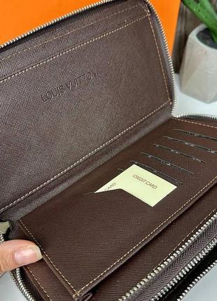 Женский кошелек большой коричневый стильный клатч портмоне для девушки7 фото
