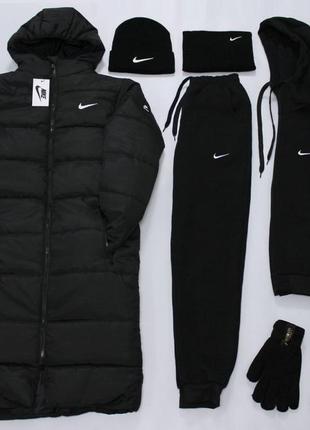 6 в 1 парка зимова подовжена +спортивний костюм +набір зима nike✅3 фото