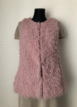 Мохнатый жилет старо-розового цвета от fashion line, размер s (м)2 фото
