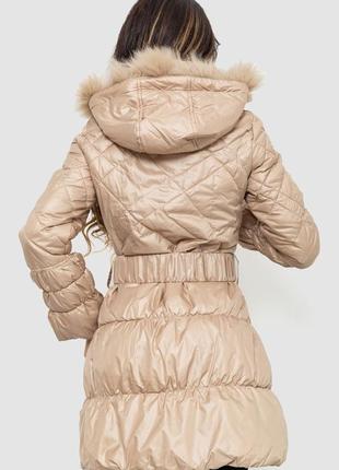 Куртка женская с поясом, цвет бежевый3 фото