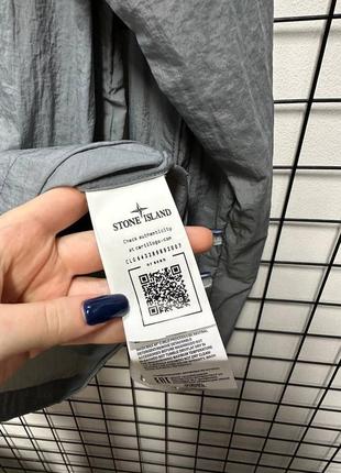 Трендовий овершот stone island сірий / брендові сорочки рубашки стон айленд6 фото