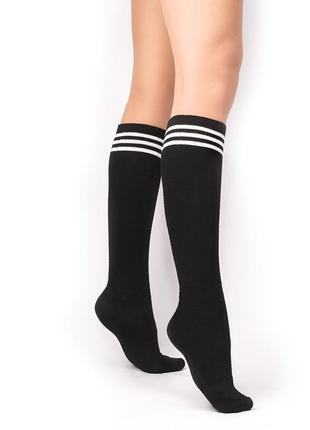 Гольфы до колена с тремя полосками для спорта черные носки высокие венздей гетры до колена2 фото