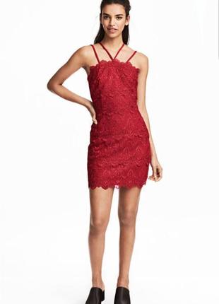 Красивое кружевное коктейльное платье мини h&m.