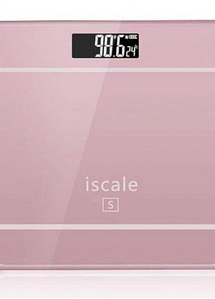 Весы напольные электронные iscale 2017d 180кг (0,1кг), с температурой. цвет: розовый