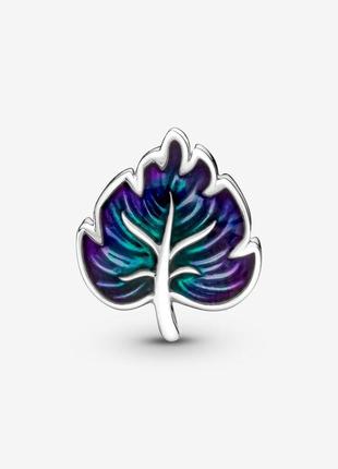 Серебряный шарм  для браслетов    для браслетов   purple & green leaf