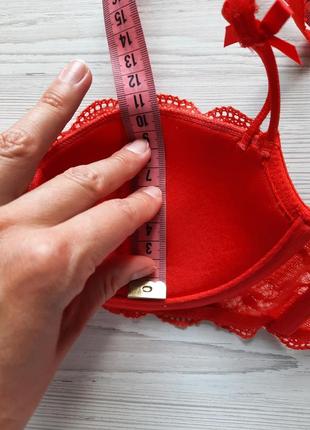 Бюстгальтер балконет анжелика 36а 80а la senza красный алый кружевной на тонком поролоне лифчик9 фото