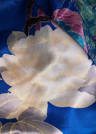 Шелковый платок с павлинами 💙🦚 шовк, silk, шелк3 фото
