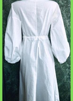 Хлопковое белое платье макси р. s,м с пышными длинными рукавами2 фото